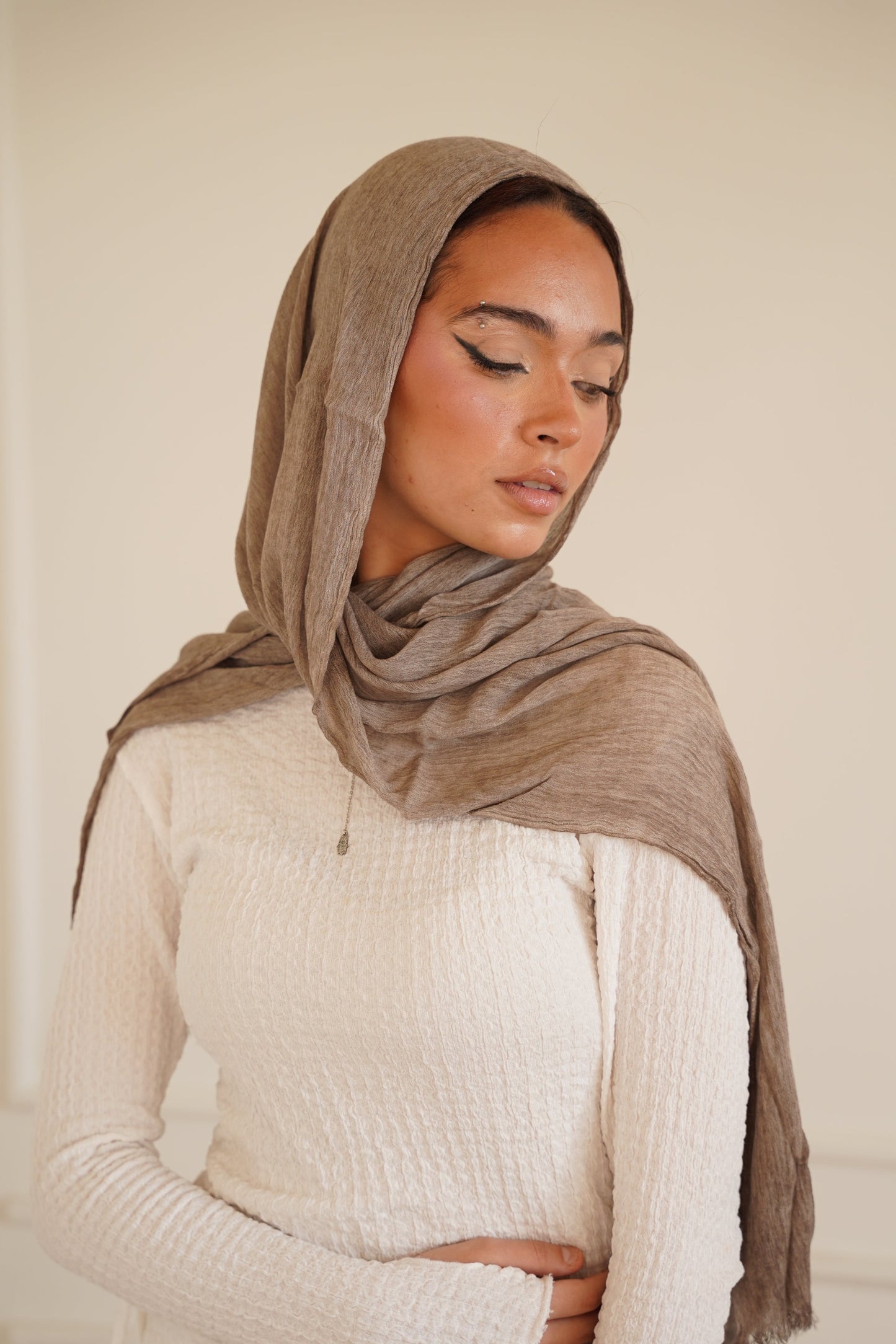 Soft Crinkle Weave - Mocha Beige