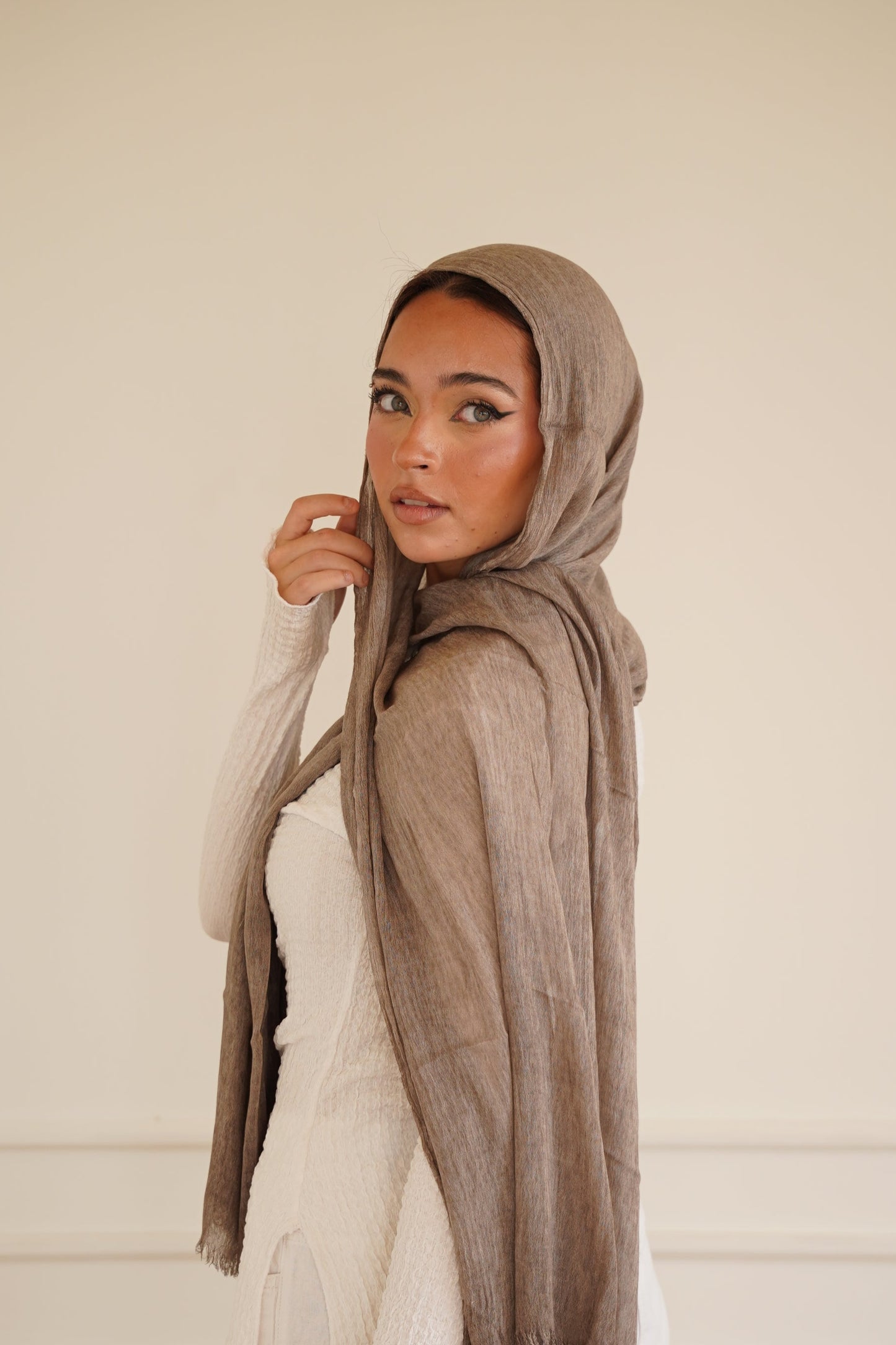 Soft Crinkle Weave - Mocha Beige