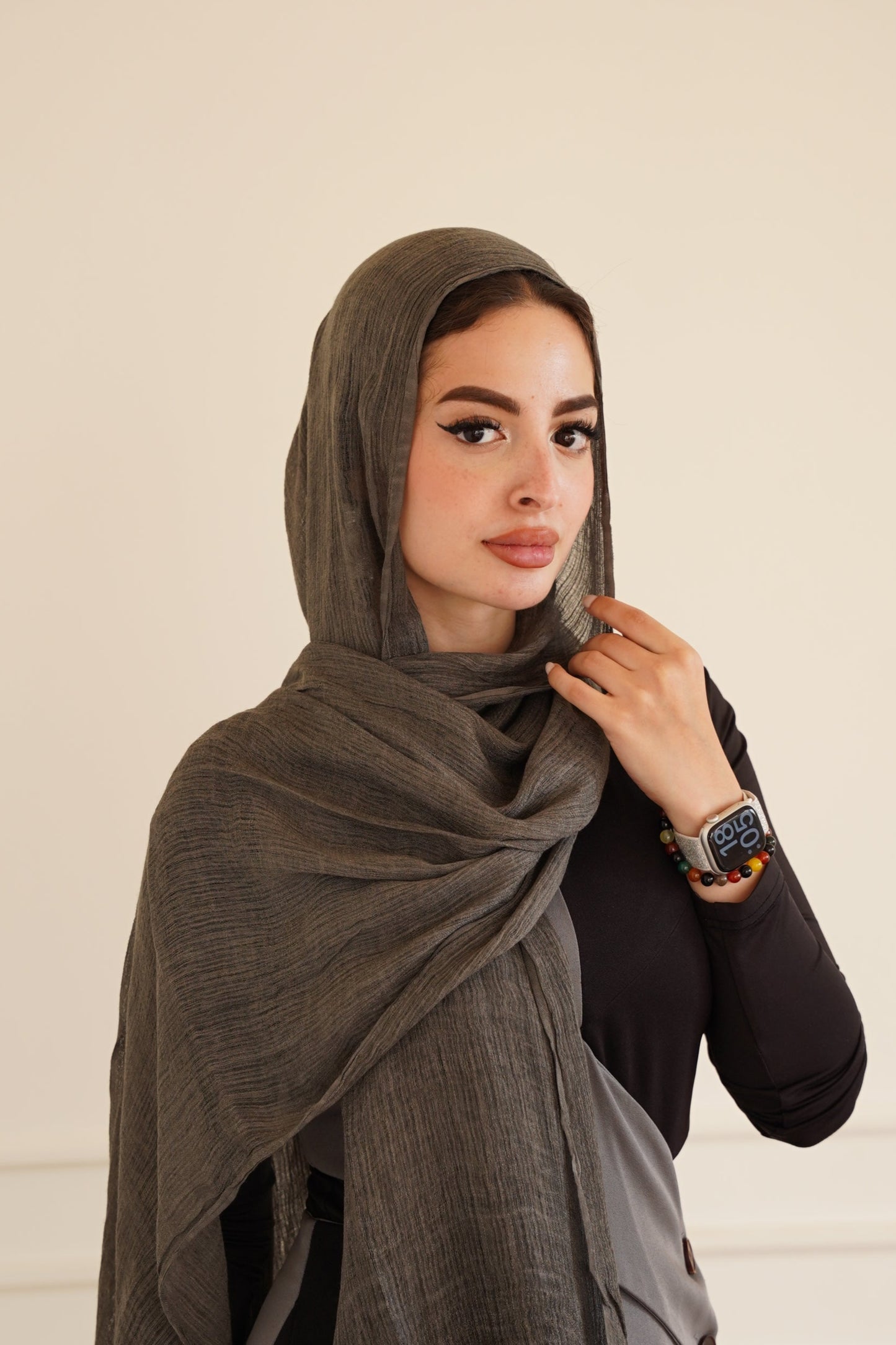Soft Crinkle Weave - Charcoal Grey