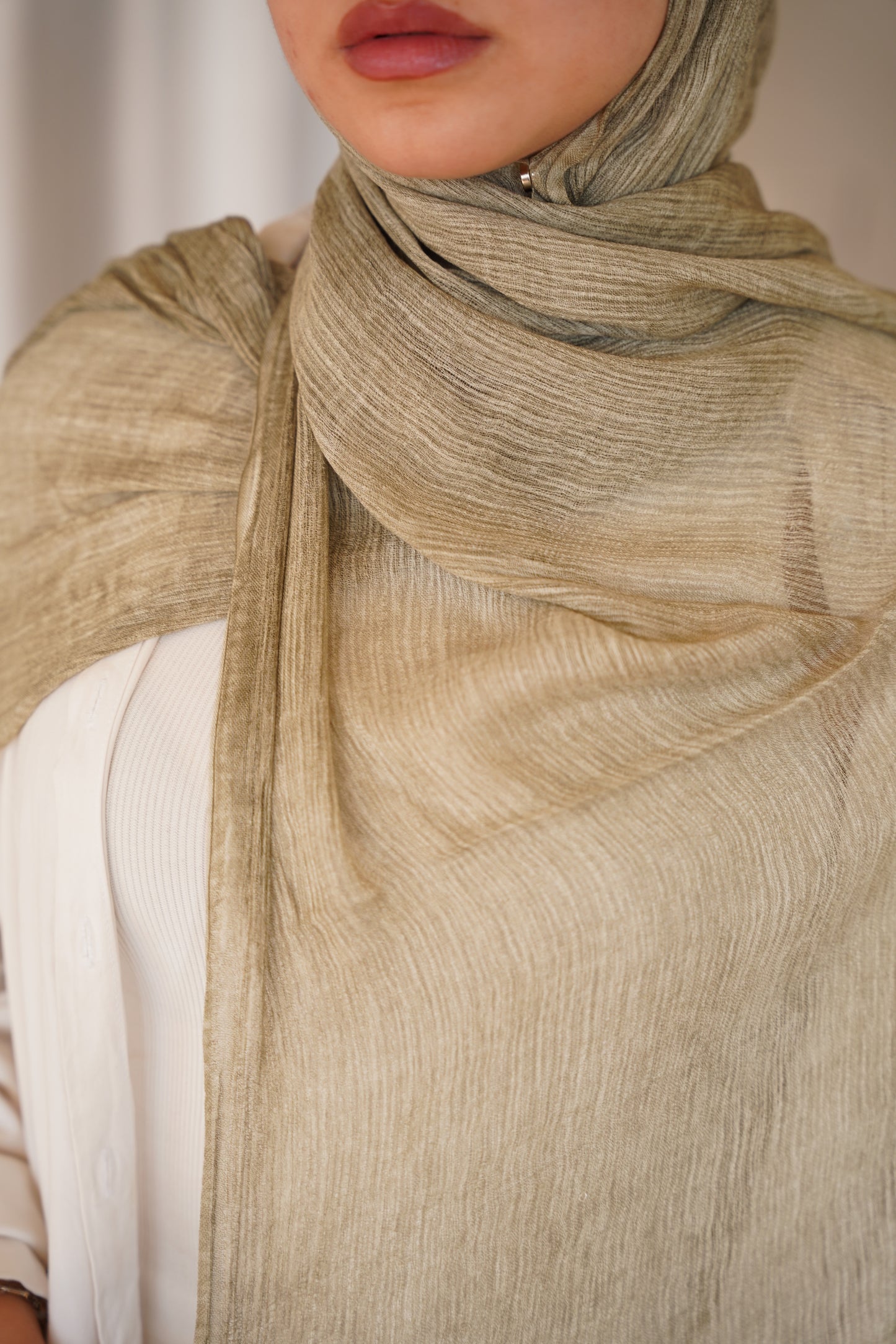 Soft Crinkle Weave - Greenish Beige