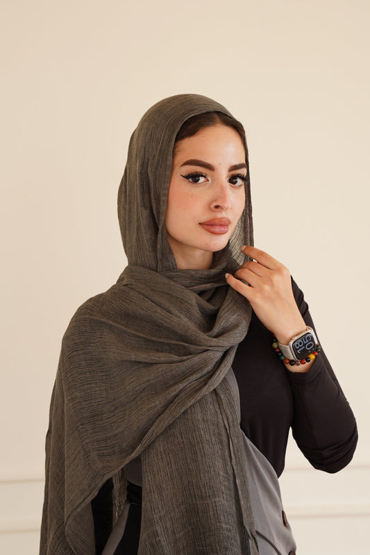 Soft Crinkle Weave - Charcoal Grey